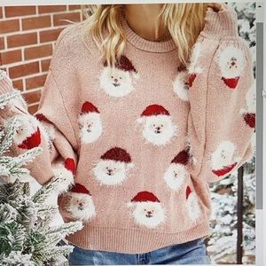 NEW! Pink Christmas Santa Sweater